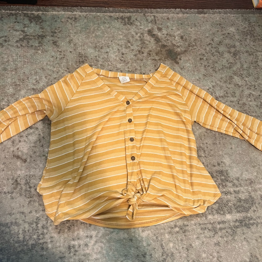 YELLOW WAFFLE FABRIC TIE TOP
